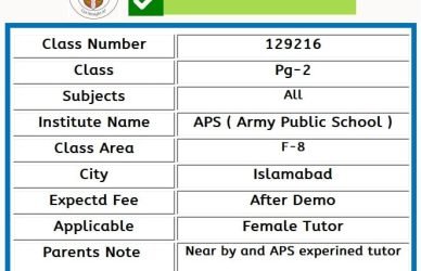 Home tutor for O level in F-8 Islamabad